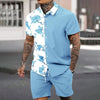 Men's 2 Piece Hawaiian Outfits Short Sleeve Button Down Shirts And Shorts