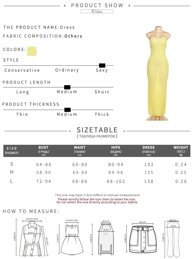 Kliou Solid Ruched Spaghetti Strap Bandage Maxi Dress Women
