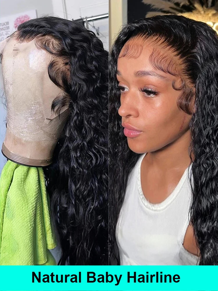 Deep Wave Lace Front Human Hair Wig 250 Density 13x4 Hd Lace Frontal