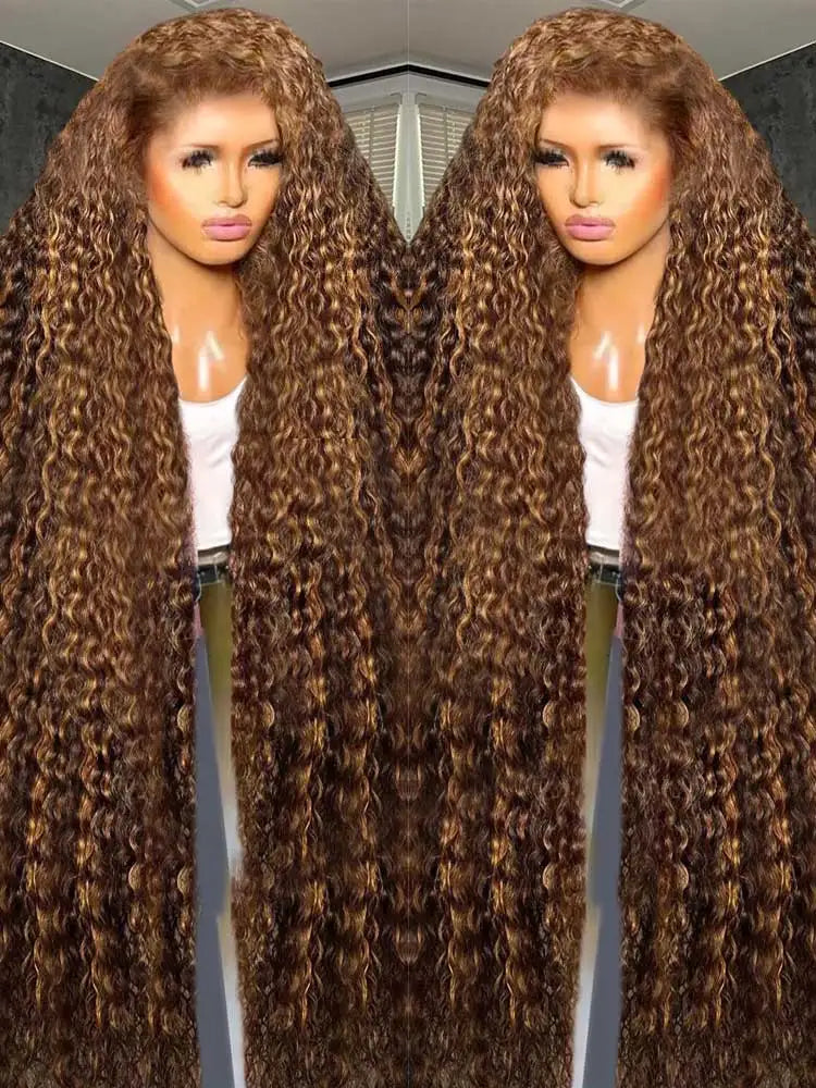 Pre Cut Deep Wave Highlight Ombre Colored 13x4 Lace Frontal Wig